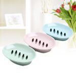 Masteelf Oval Soap Dish with Drainage for Bathroom Kitchen Assorted Color 3 Pcs