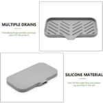 MEKBOK Kitchen Soap Tray, Silicone Sponge Holder for Bathroom Counter Sink Dish Bottle,Dishwashing Accessories（Grey）