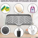MEKBOK Kitchen Soap Tray, Silicone Sponge Holder for Bathroom Counter Sink Dish Bottle,Dishwashing Accessories（Grey）