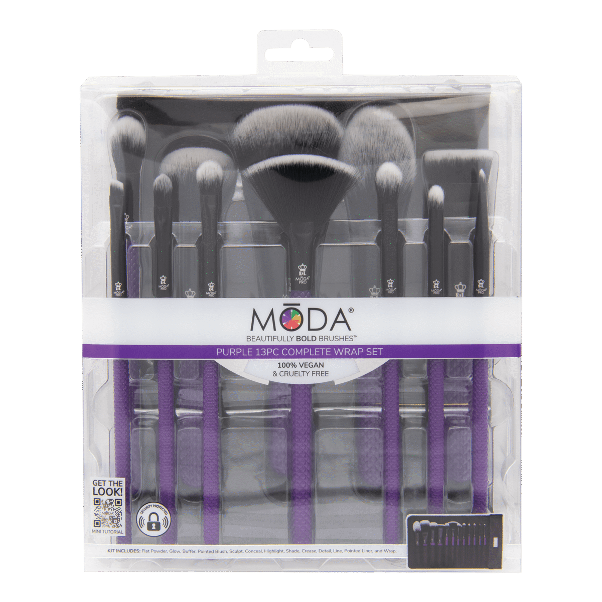 Moda Brush Pro Purple 13pc Makeup Brush Kit