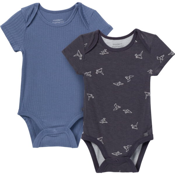 Modern Moments by Gerber Baby Boys or Girls Super Soft Short Sleeve Bodysuits, 2-Pack, Sizes 0M-12M