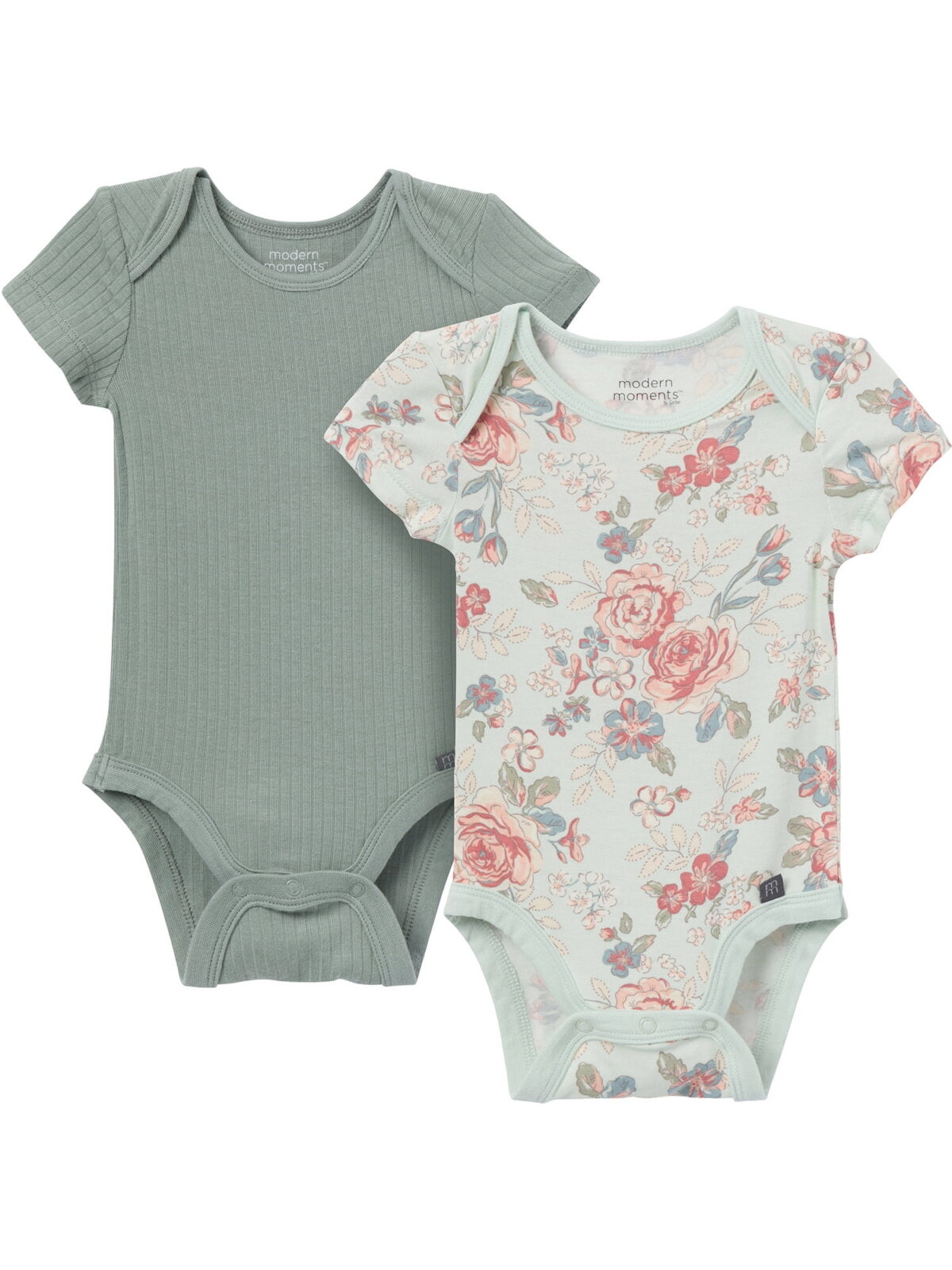 Modern Moments by Gerber Baby Boys or Girls Super Soft Short Sleeve Bodysuits, 2-Pack, Sizes 0M-12M