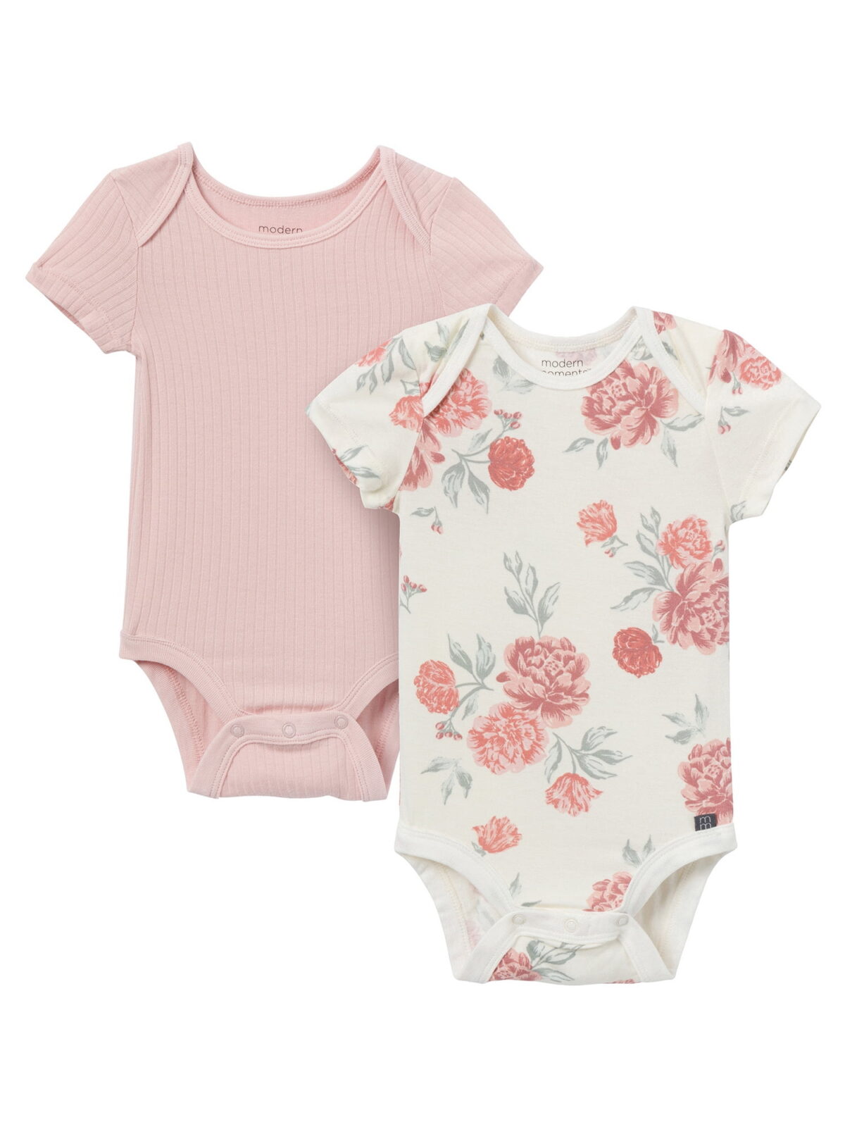 Modern Moments by Gerber Baby Boys or Girls Super Soft Short Sleeve Bodysuits, 2-Pack, Sizes 0M-12M