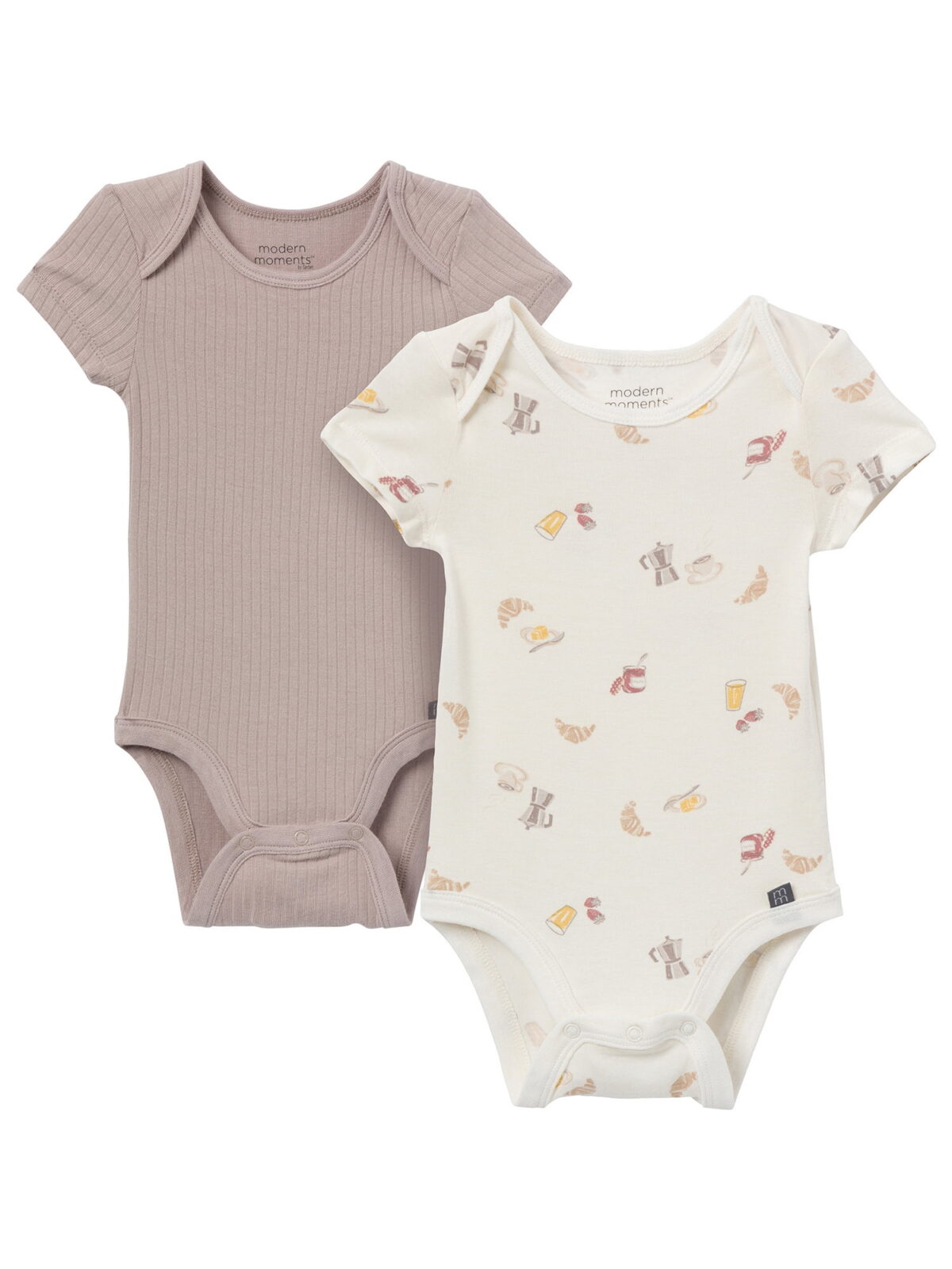Modern Moments by Gerber Baby Boys or Girls Super Soft Short Sleeve Bodysuits, 2-Pack, Sizes 0M-12M