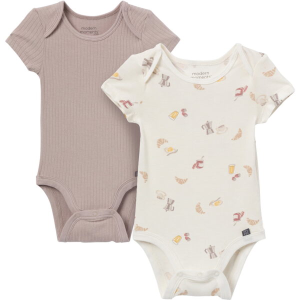 Modern Moments by Gerber Baby Boys or Girls Super Soft Short Sleeve Bodysuits, 2-Pack, Sizes 0M-12M