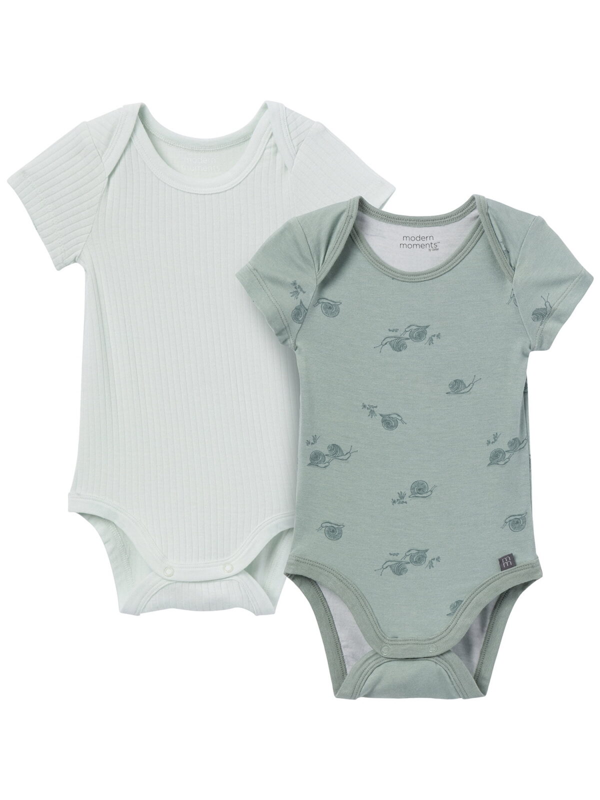 Modern Moments by Gerber Baby Boys or Girls Super Soft Short Sleeve Bodysuits, 2-Pack, Sizes 0M-12M