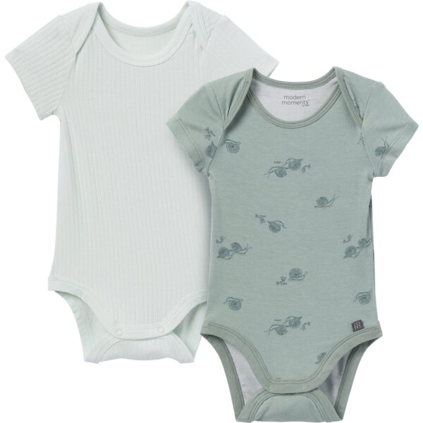 Modern Moments by Gerber Baby Boys or Girls Super Soft Short Sleeve Bodysuits, 2-Pack, Sizes 0M-12M