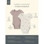 Modern Moments by Gerber Baby Boys or Girls Super Soft Short Sleeve Bodysuits, 2-Pack, Sizes 0M-12M