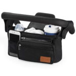 Momcozy Universal Stroller Organizer with Insulated Cup Holder & Shoulder Strap, Black