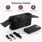 Momcozy Universal Stroller Organizer with Insulated Cup Holder & Shoulder Strap, Black