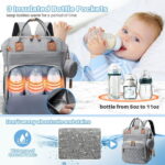 Morfone Baby Diaper Bag Backpack, Multifunction Waterproof Baby Bag with USB Charging Port, Stroller Straps & Pacifier Case Unisex, Gray