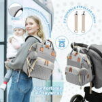 Morfone Baby Diaper Bag Backpack, Multifunction Waterproof Baby Bag with USB Charging Port, Stroller Straps & Pacifier Case Unisex, Gray