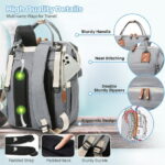 Morfone Baby Diaper Bag Backpack, Multifunction Waterproof Baby Bag with USB Charging Port, Stroller Straps & Pacifier Case Unisex, Gray