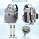 Morfone Baby Diaper Bag Backpack, Multifunction Waterproof Baby Bag with USB Charging Port, Stroller Straps & Pacifier Case Unisex, Gray