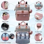 Morfone Baby Diaper Bag Backpack, Multifunction Waterproof Baby Bag with USB Charging Port, Stroller Straps & Pacifier Case Unisex, Pink