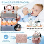 Morfone Baby Diaper Bag Backpack, Multifunction Waterproof Baby Bag with USB Charging Port, Stroller Straps & Pacifier Case Unisex, Pink
