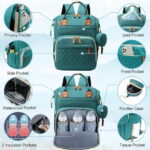 Morfone Baby Diaper Bag Backpack, Multifunction Waterproof Baby Bag with USB Charging Port, Stroller Straps & Pacifier Case Unisex, Green