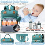 Morfone Baby Diaper Bag Backpack, Multifunction Waterproof Baby Bag with USB Charging Port, Stroller Straps & Pacifier Case Unisex, Green