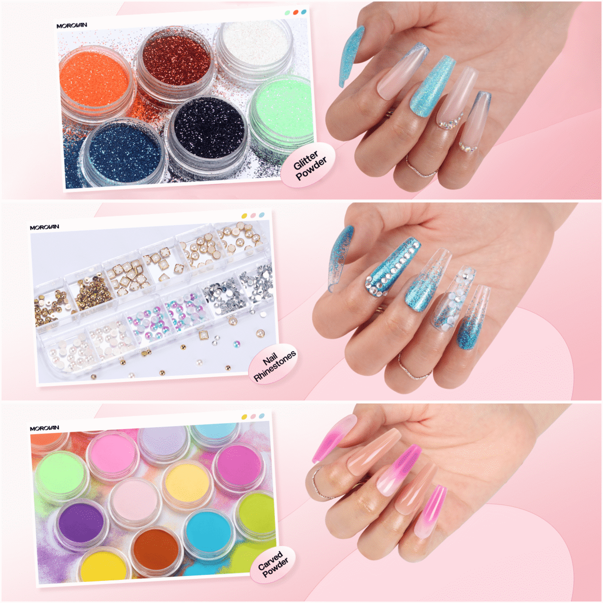 Morovan Acrylic Nail Kit with Drill - Glitter Acrylic Powder Monomer Liquid Set Beginners