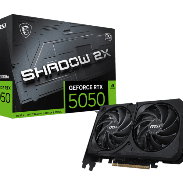 MSI GeForce RTX 5050 8G SHADOW 2X OC Graphics Card, 8GB GDDR6, DPx3, HDMIx1, DLSS 4