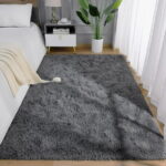 Nefoso Shag Area Rug, 5ft x 8ft Soft Fluffy Area Rugs for Living Room Bedroom Decor Carpet, Dark Gray