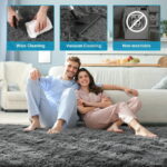 Nefoso Shag Area Rug, 5ft x 8ft Soft Fluffy Area Rugs for Living Room Bedroom Decor Carpet, Dark Gray