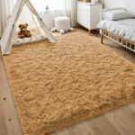 Nefoso Shag Area Rug, 5ft x 8ft Soft Fluffy Area Rugs for Living Room Bedroom Decor Carpet, Light Brown/Camel