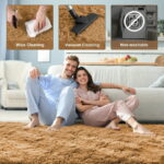 Nefoso Shag Area Rug, 5ft x 8ft Soft Fluffy Area Rugs for Living Room Bedroom Decor Carpet, Light Brown/Camel