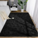 Nefoso Shag Area Rug, 5ft x 8ft Soft Fluffy Area Rugs for Living Room Bedroom Decor Carpet, Black