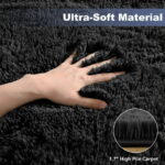 Nefoso Shag Area Rug, 5ft x 8ft Soft Fluffy Area Rugs for Living Room Bedroom Decor Carpet, Black