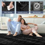 Nefoso Shag Area Rug, 5ft x 8ft Soft Fluffy Area Rugs for Living Room Bedroom Decor Carpet, Black