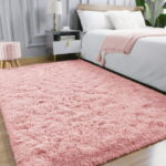 Nefoso Shag Area Rug, 8ft x 10ft Soft Fluffy Area Rugs for Living Room Bedroom Decor Carpet, Pink