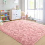Nefoso Shag Area Rug, 8ft x 10ft Soft Fluffy Area Rugs for Living Room Bedroom Decor Carpet, Pink