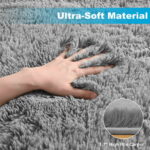 Nefoso Shag Area Rug, 8ft x 10ft Soft Fluffy Area Rugs for Living Room Bedroom Decor Carpet, Light Gray