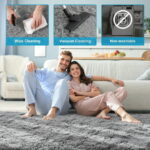 Nefoso Shag Area Rug, 8ft x 10ft Soft Fluffy Area Rugs for Living Room Bedroom Decor Carpet, Light Gray