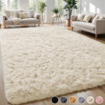 Nefoso Shag Area Rug, 9ft x 12ft Soft Fluffy Area Rugs for Living Room Bedroom Decor Carpet, Light Yellow