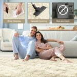 Nefoso Shag Area Rug, 9ft x 12ft Soft Fluffy Area Rugs for Living Room Bedroom Decor Carpet, Light Yellow