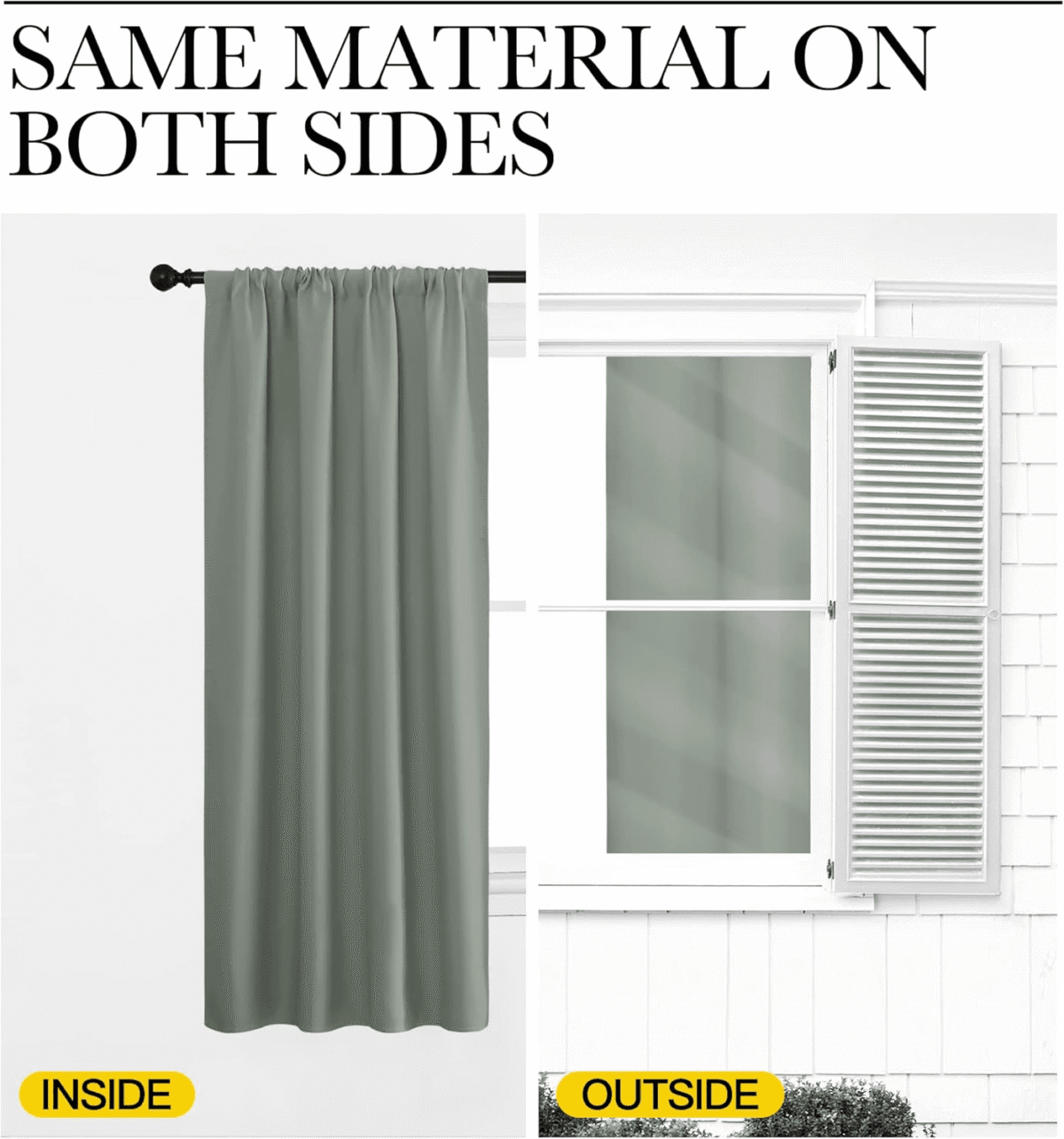 NICETOWN Blackout Curtains Modern Room Darkening Thermal Insulated Solid Drapes for Living Room, 2 Panels, W42 x L72, Greyish Green