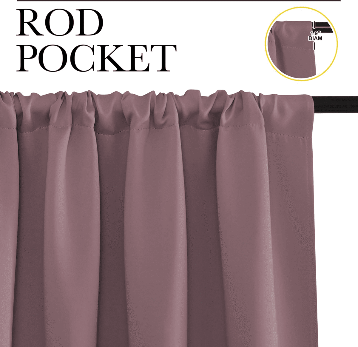 NICETOWN Blackout Curtains Solid Privacy Rod Pocket Noise Reducing Room Darkening Drapes, 2 Panels, W42 x L54, Dry Rose