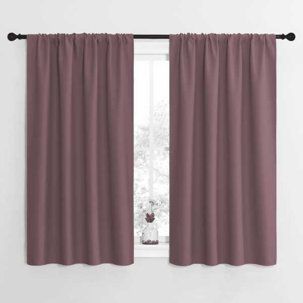 NICETOWN Blackout Curtains Solid Privacy Rod Pocket Noise Reducing Room Darkening Drapes, 2 Panels, W42 x L54, Dry Rose