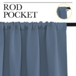 NICETOWN Blackout Curtains Thermal Insulated Rod Pocket Room Darkening Solid Drapes for Bedroom, W34 x L63, Set of 2, Stone Blue