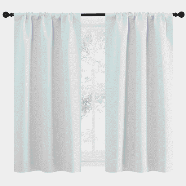NICETOWN Casual White Solid Print Home Rod Pocket Blackout & Valances Curtains, 34 x 54 in (2 Panels)
