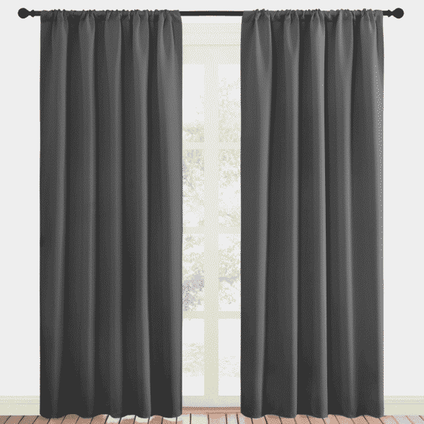 NICETOWN Elegant Gray Solid Print Home Rod Pocket Blackout Kitchen Curtains, 52" x 84" (2 Panels)