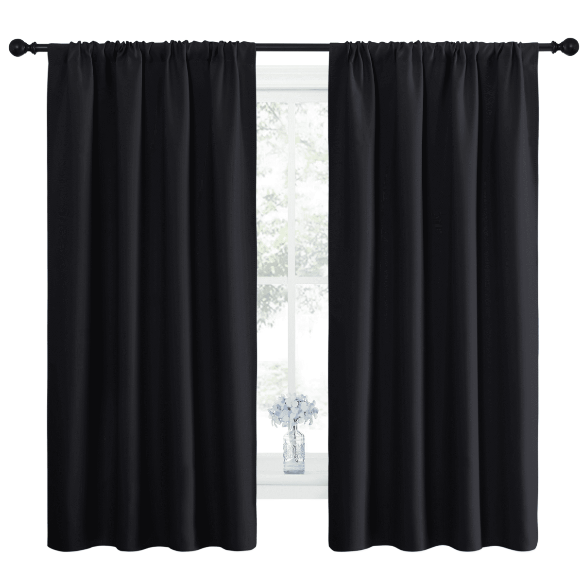 NICETOWN Halloween Blackout Curtains Thermal Insulated Rod Pocket Window Treatments Room Darkening Drapes for Bedroom, Black, 42"x63", 2 Panels