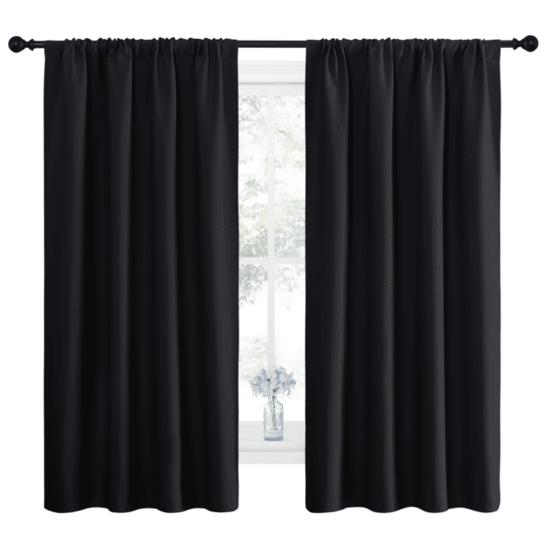 NICETOWN Halloween Blackout Curtains Thermal Insulated Rod Pocket Window Treatments Room Darkening Drapes for Bedroom, Black, 42"x63", 2 Panels