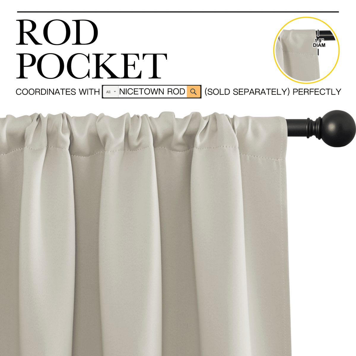 NICETOWN Natural Blackout Curtains Rod Pocket Curtains Panels Thermal Insulated Window Drapes for Nursery 70x84 inch 2 Panels