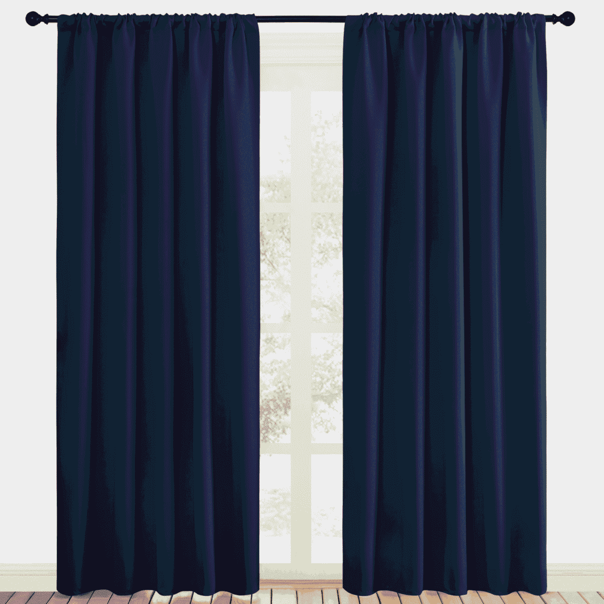 NICETOWN Navy Blackout Curtains Rod Pocket Curtains Panels Thermal Insulated Window Drapes for Boy's Room 52x84 inch 2 Panels