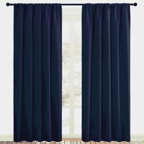 NICETOWN Navy Blackout Curtains Rod Pocket Curtains Panels Thermal Insulated Window Drapes for Boy's Room 52x84 inch 2 Panels