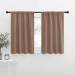 NICETOWN Short Blackout Curtains Rod Pocket Thermal Insulated Room Darkening Drapes for Kitchen, W34 x L30, Set of 2, Cappuccino
