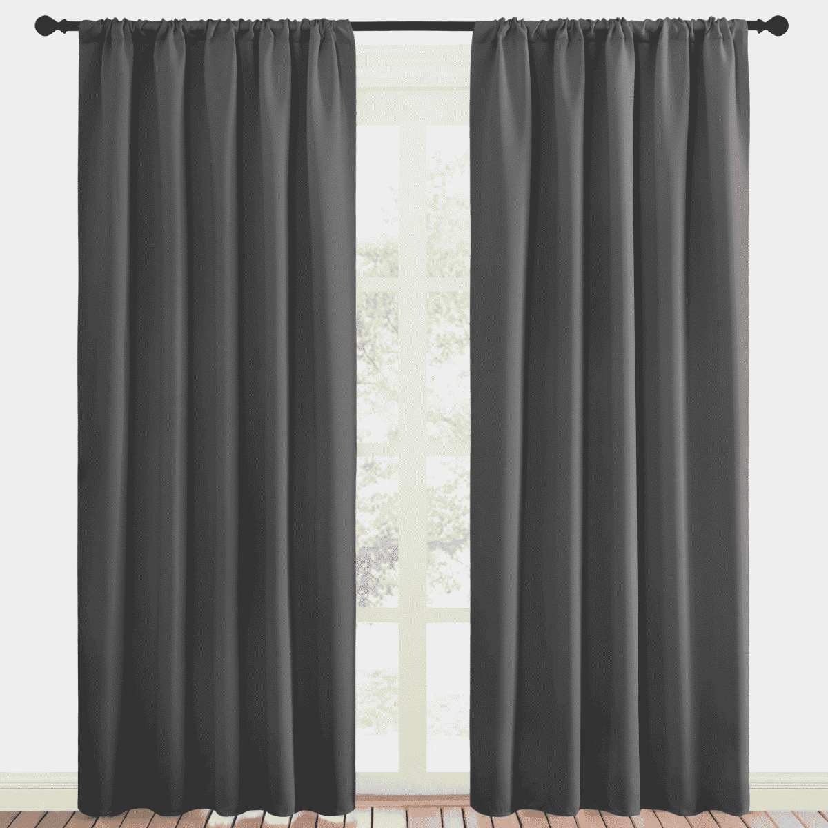 NICETOWN Short Blackout Curtains Rod Pocket Thermal Insulated Room Darkening Drapes for Kitchen, W34 x L30, Set of 2, Cappuccino